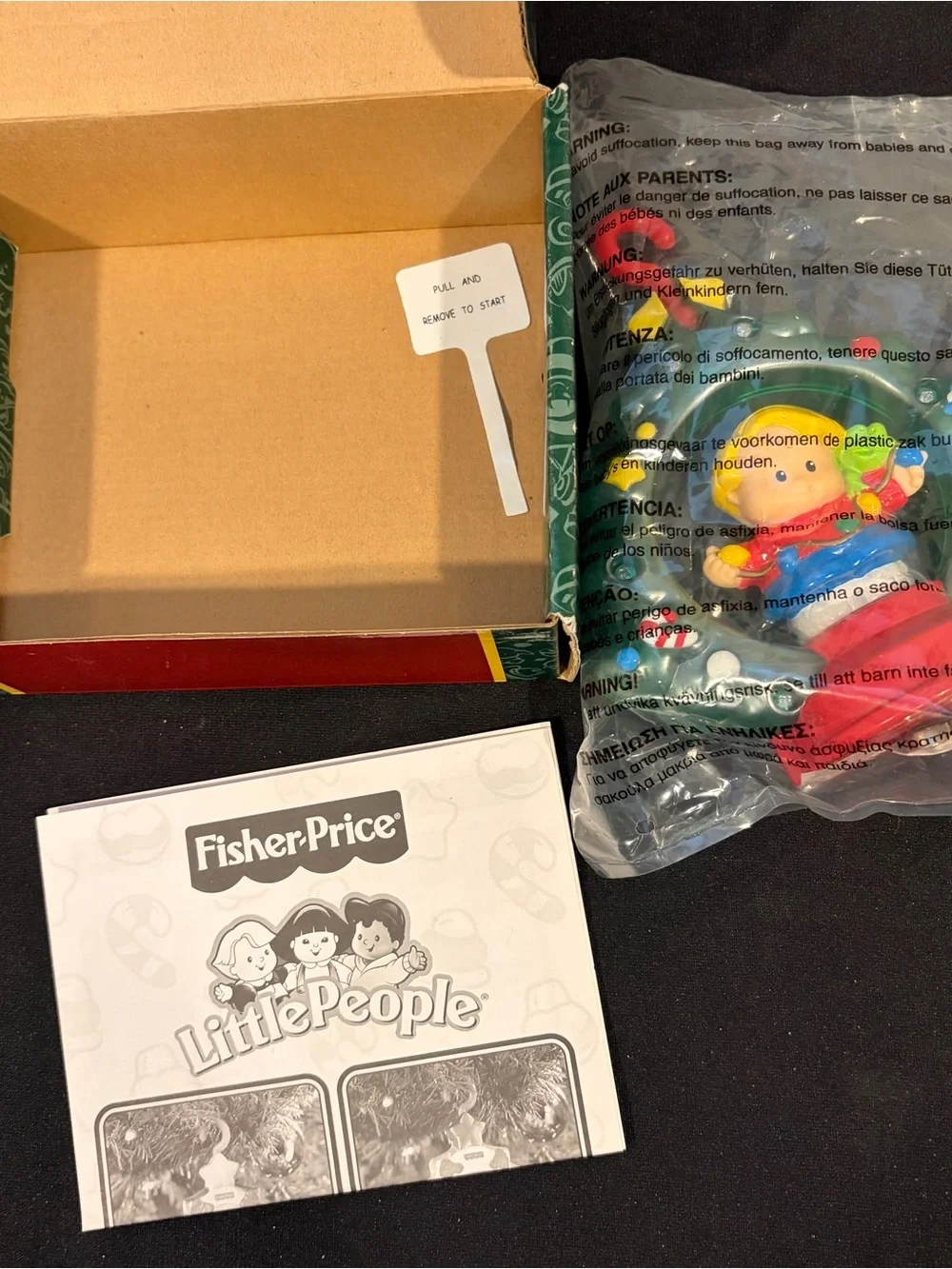 Fisher Price Little People Eddie’s Christmas Tree Ornament 2002 Mattel w/ Box